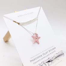Load image into Gallery viewer, Star Necklace, Pink- 18 Inch Sterling Silver
