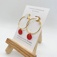 Load image into Gallery viewer, Hoops With Red Bead- Silver/Gold Plated
